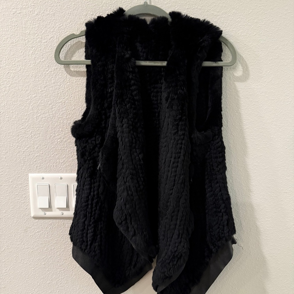 Elie Tahari Rabbit Fur Vest-Black
